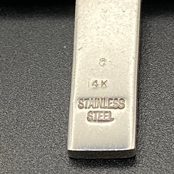 14k Yellow Gold Accent Necklace Cross Stainless Steel Wheat Foxtail 24" Chain - Picture 4 of 6